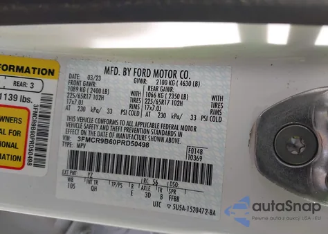 2023 Ford Bronco Sport Big Bend из США, поврежденный, VIN 3FMCR9B60PRD50498